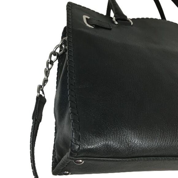 Michael Kors Hamilton Est. 1981 Black Leather Shoulder Satchel Tote Bag Purse - Picture 11 of 16